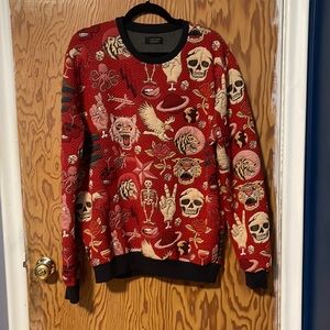 Zara skull sweater, red